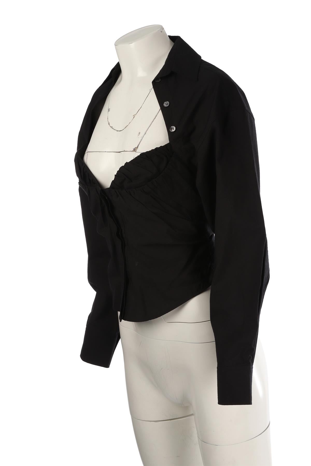 JACQUEMUS BLACK COTTON TOP FR 36 UK 8