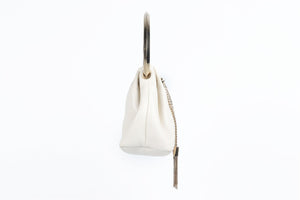JIMMY CHOO WHITE BON BON LEATHER SHOULDER BAG