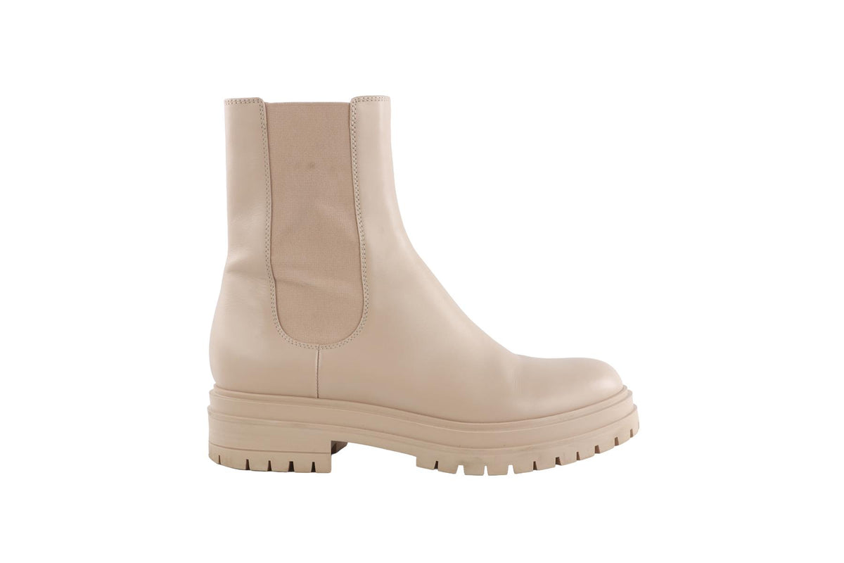 GIANVITO ROSSI NUDE LEATHER ANKLE BOOTS EU 39.5 UK 6.5 US 9.5