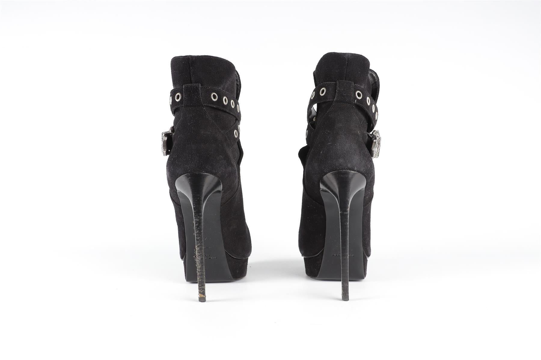 SAINT LAURENT BLACK SUEDE ANKLE BOOTS EU 40 UK 7 US 10