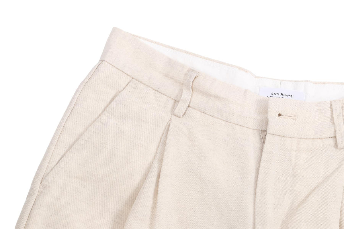 SATURDAYS NEW YORK CITY ECRU MENS LINEN SHORTS UK 30 FR 38 IT 46