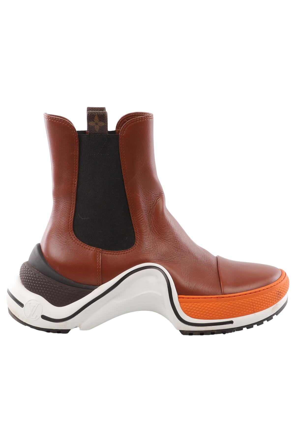 LOUIS VUITTON BROWN ARCHLIGHT LEATHER ANKLE BOOTS EU 41 UK 7 US 11