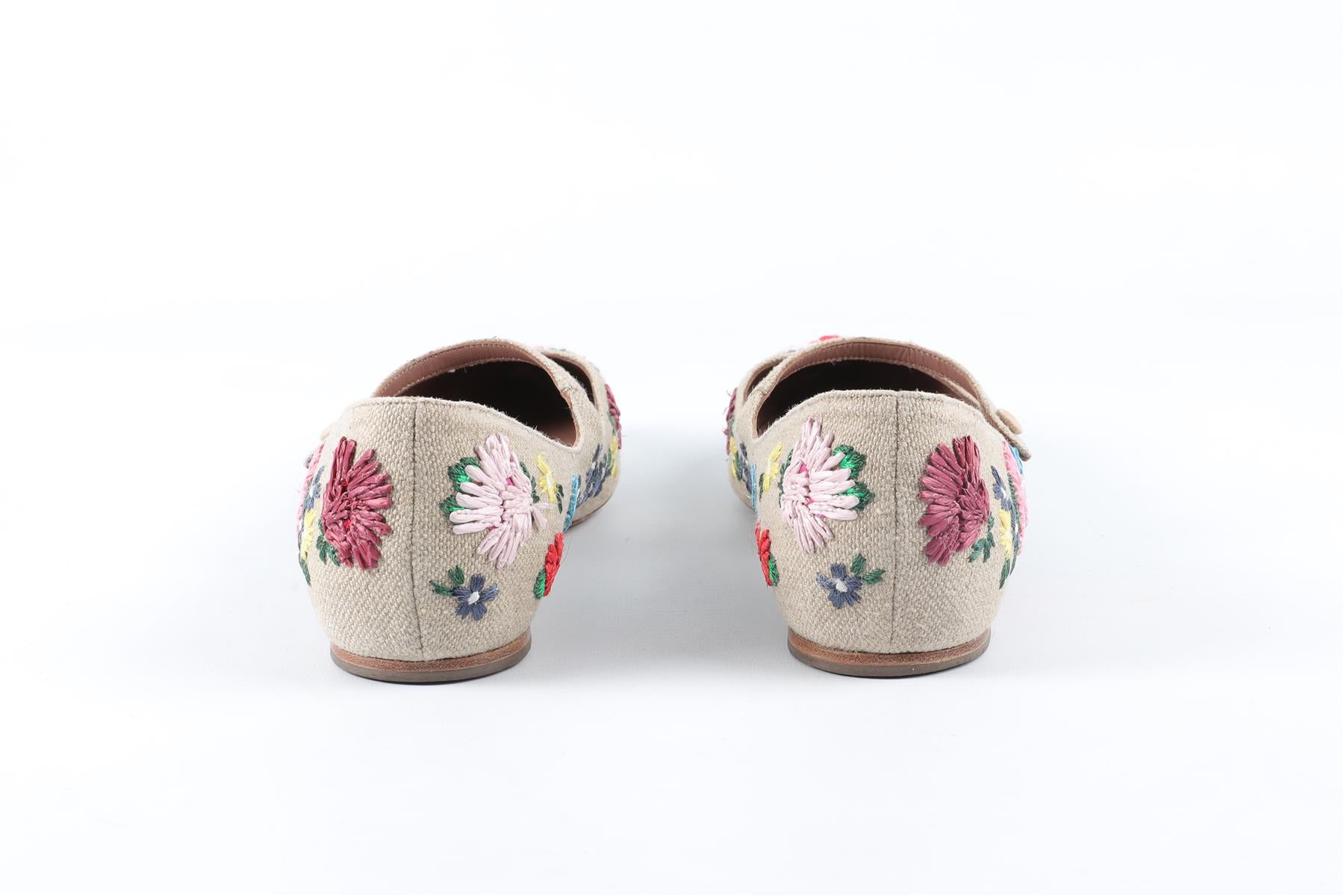 TABITHA SIMMONS BEIGE CANVAS BALLET FLATS EU 38.5 UK 5.5 US 8.5