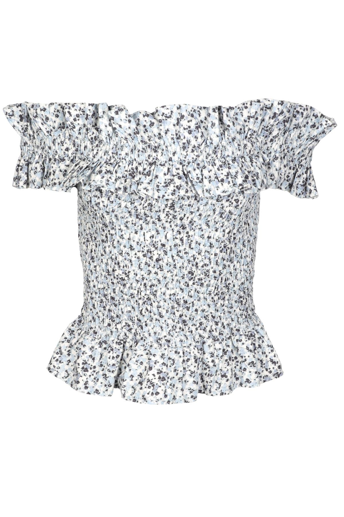 GANNI BLUE COTTON TOP UK 14