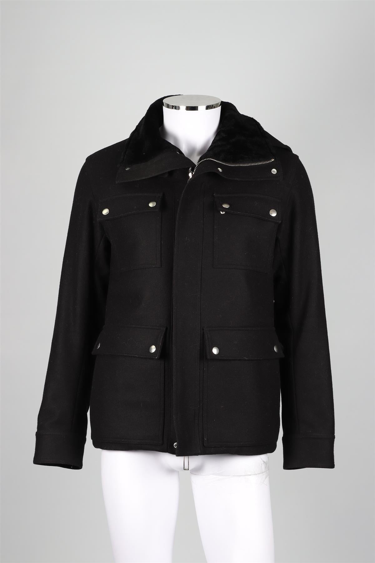 CHRISTIAN DIOR BLACK MEN'S WOOL BLEND JACKET IT 48 UK 38