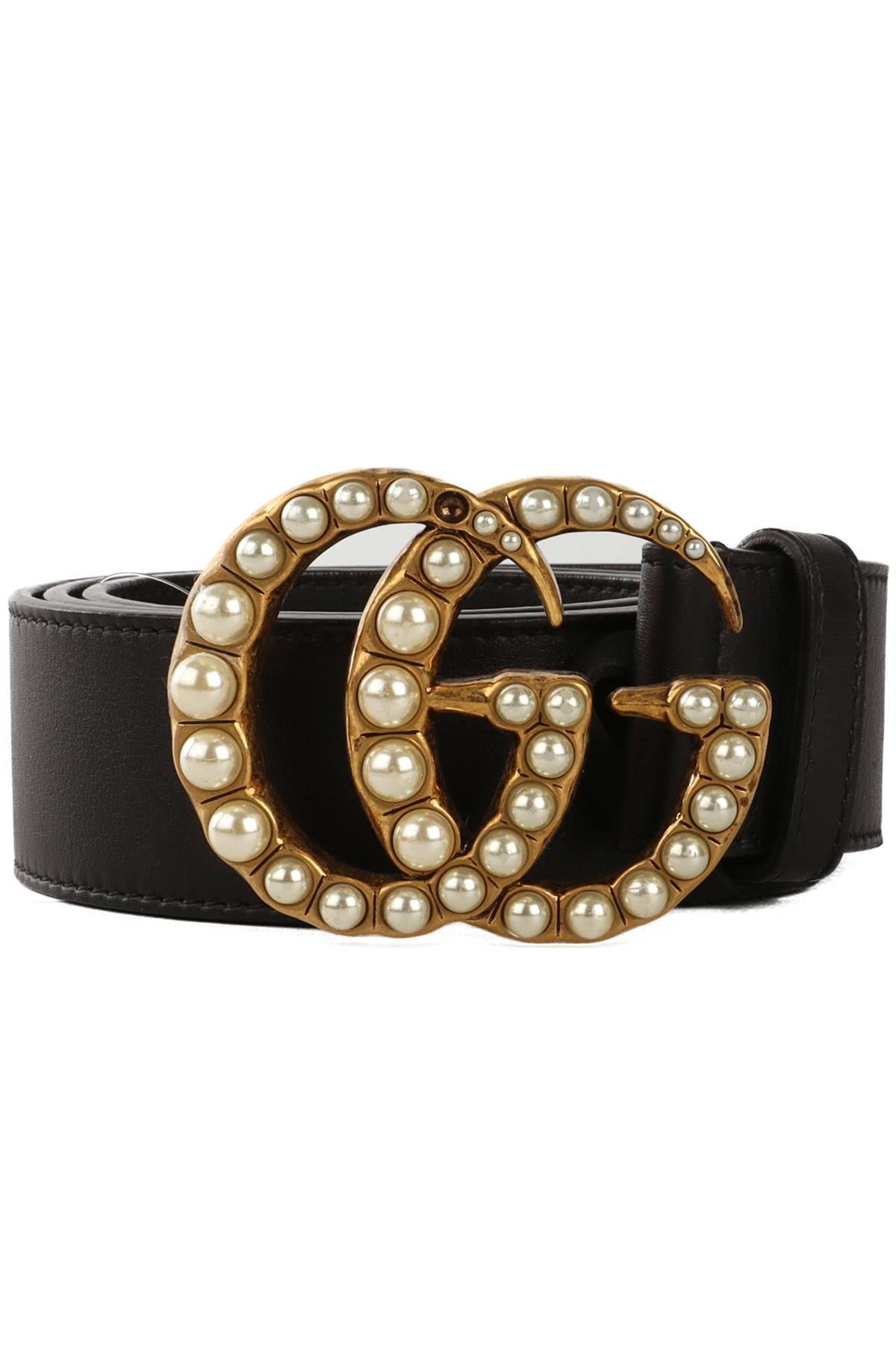 GUCCI BLACK GG LEATHER WAIST BELT 80CM
