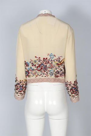 DRIES VAN NOTEN BIEGE SILK CARDIGAN IT 40 UK 8