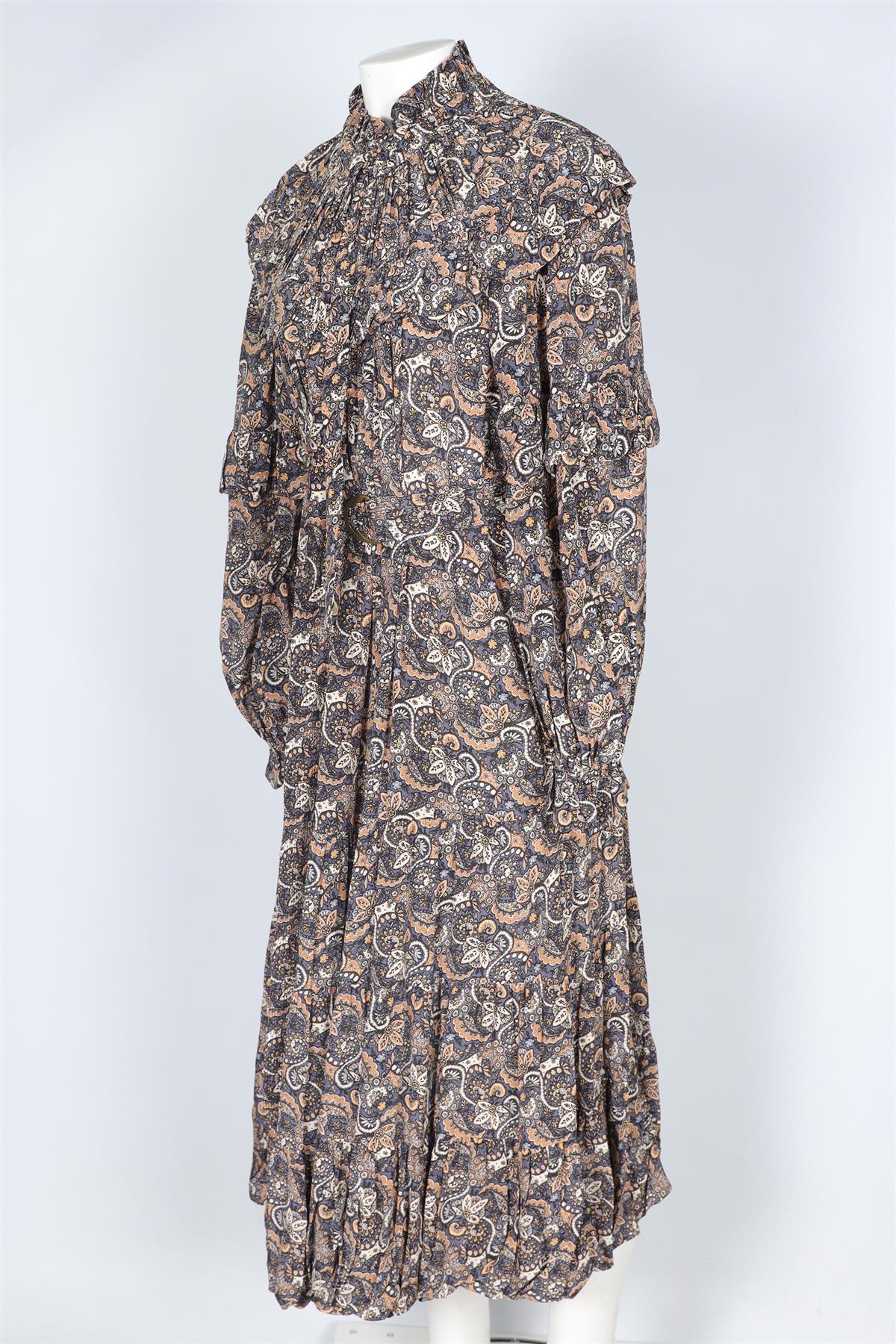 ULLA JOHNSON BLUE SILK MAXI DRESS US 10 UK 14