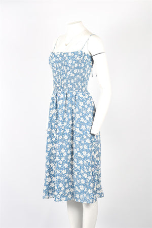 REFORMATION FLORAL PRINT CREPE MIDI DRESS SMALL