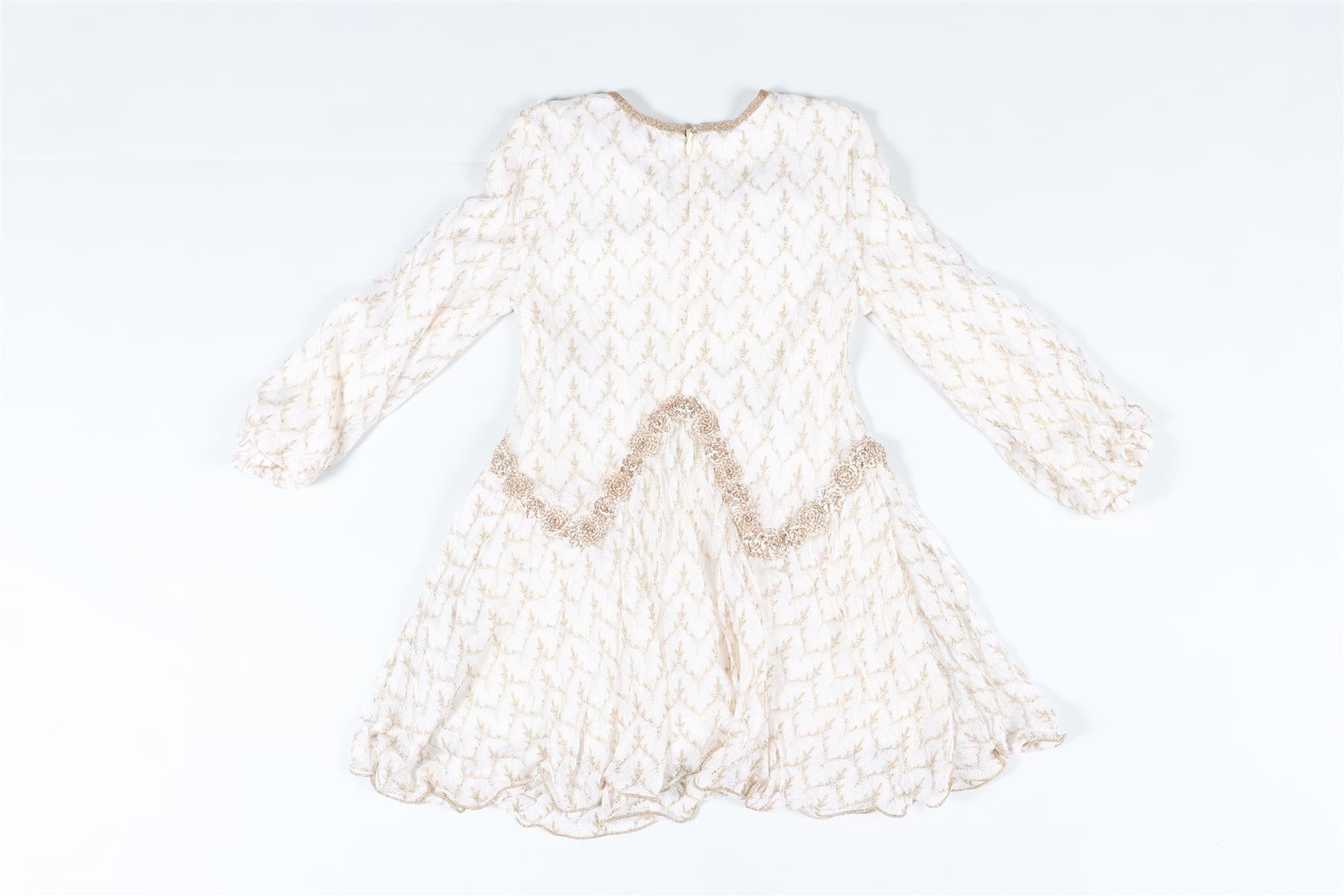 MISSONI WHITE AND GOLD KIDS GIRLS CROCHET DRESS 4-5 YEARS