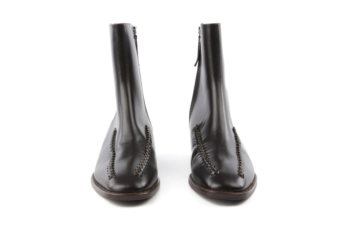 HEREU BROWN LEATHER ANKLE BOOTS EU 38 UK 5 US 8