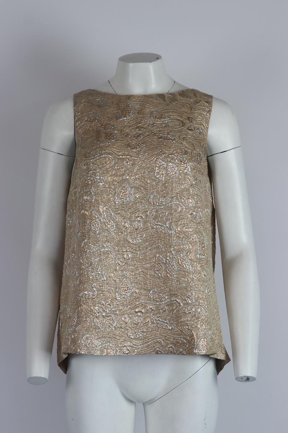 ROCHAS METALLIC BROCADE SILK BLEND TOP IT 42 UK 10