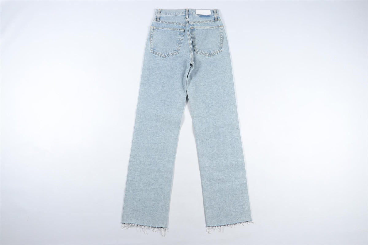 RE/DONE BLUE HIGH RISE STRAIGHT LEG JEANS W24 UK 6