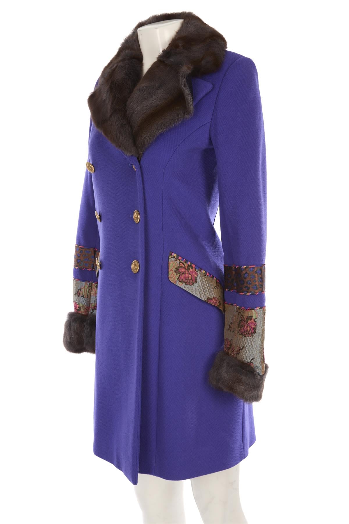 MATTHEW WILLIAMSON PURPLE WOOL COAT UK 8
