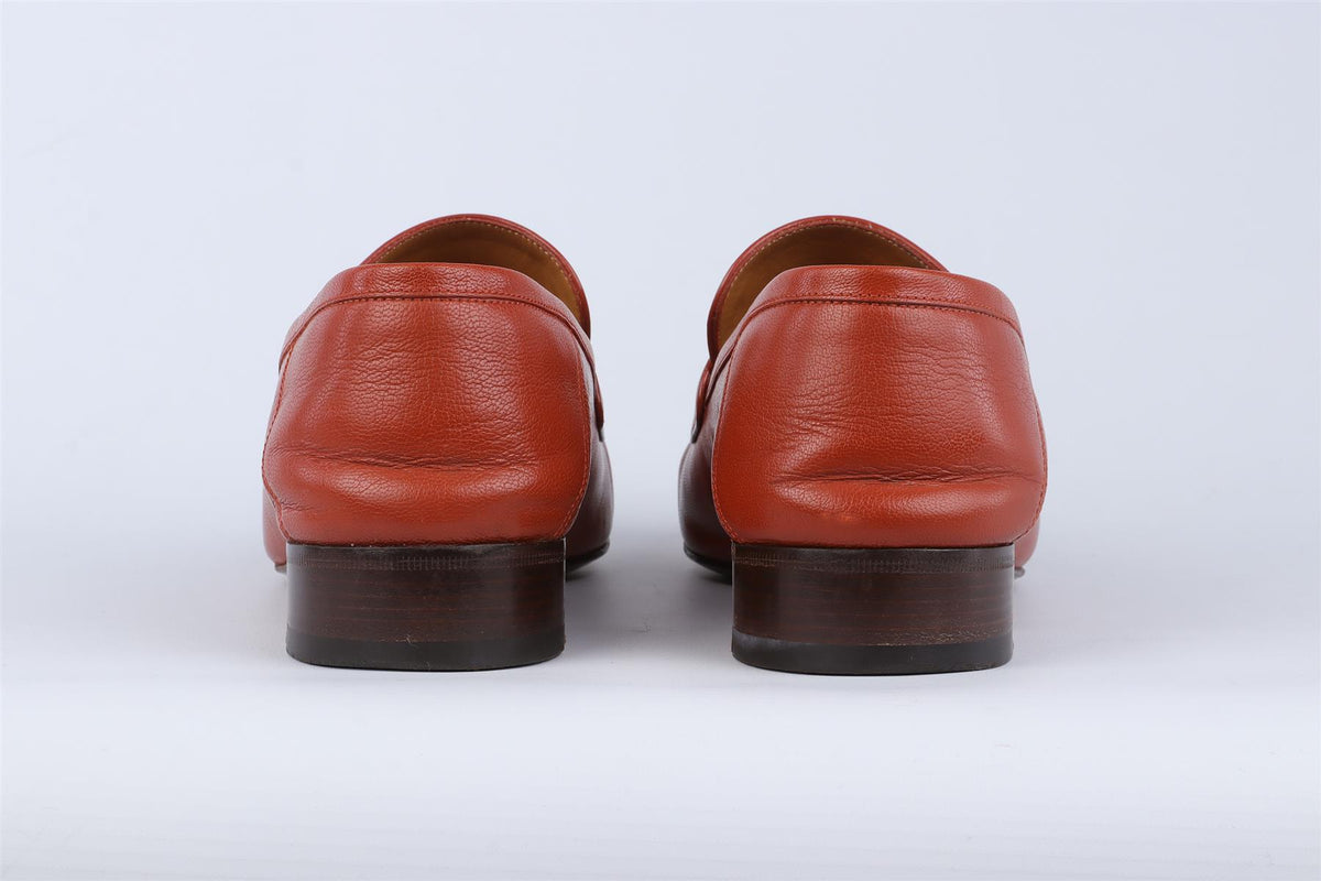 GUCCI ORANGE MEN'S GG LEATHER LOAFERS EU 43 UK 9 US 10