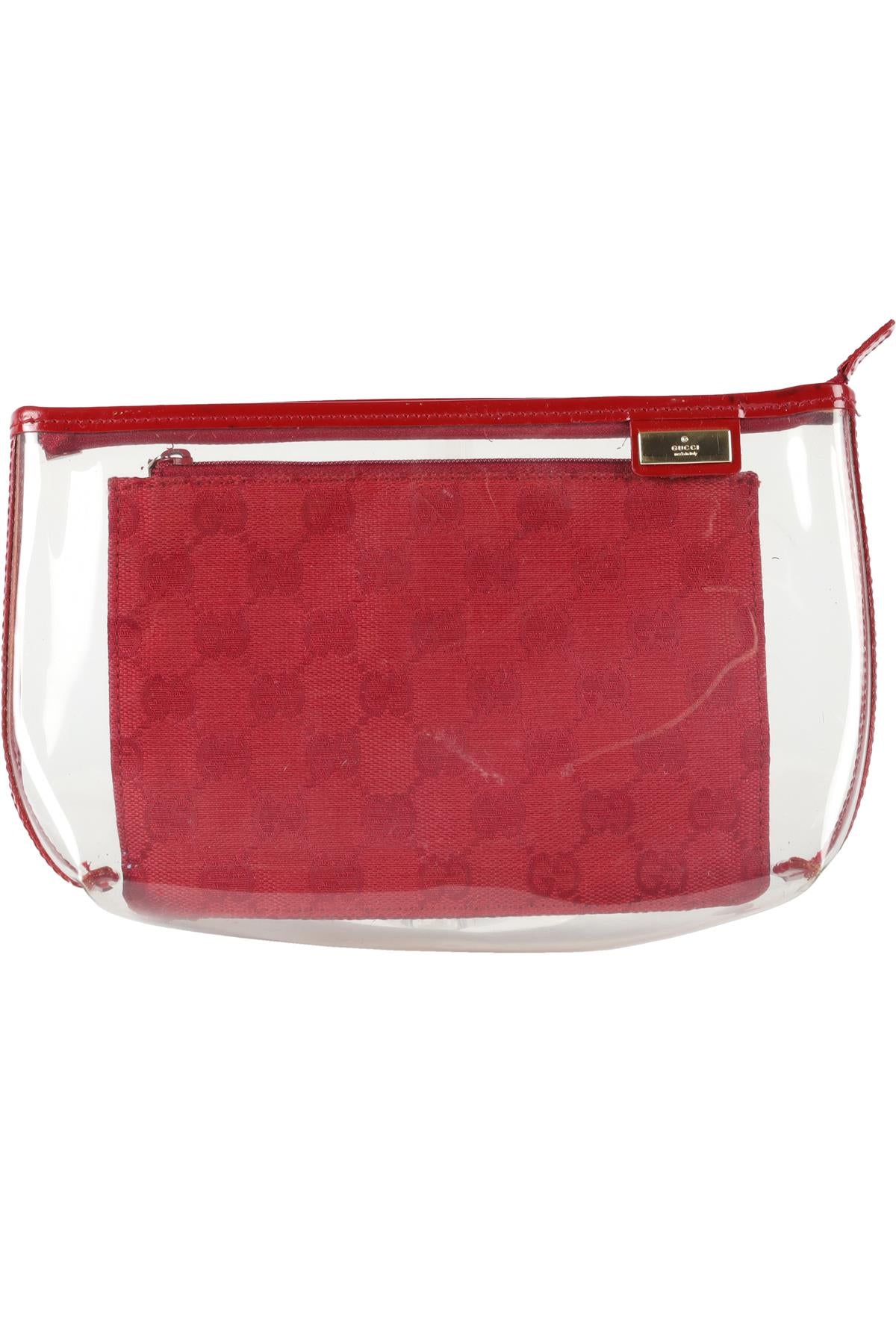 GUCCI RED GG CANVAS AND PVC 2 IN 1 COSMETIC POUCH
