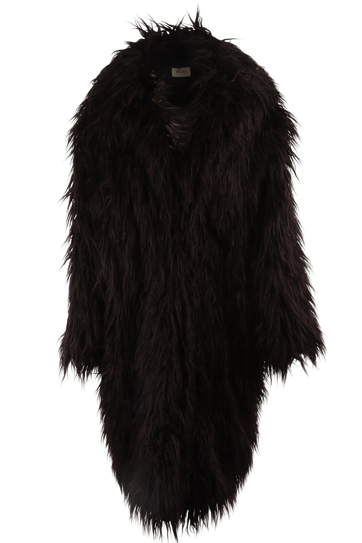 MIKUTA BLACK FAUX FUR COAT MEDIUM