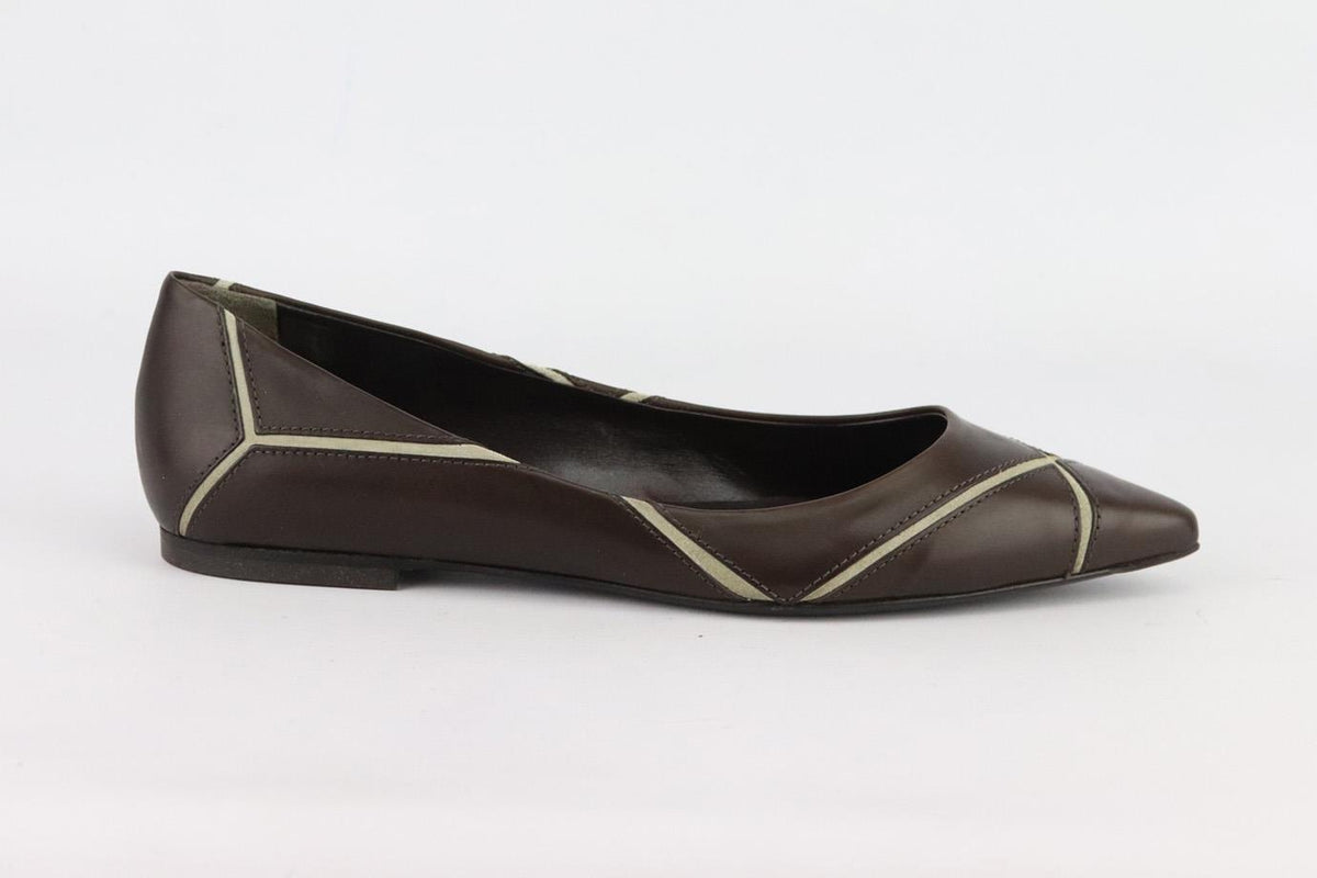 ROGER VIVIER LEATHER AND SUEDE BALLERINA FLATS EU 37 UK 4 US 7