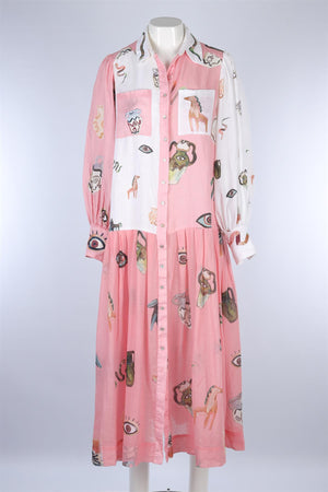 ALEMAIS PINK LINEN MAXI DRESS AU 8 UK 8