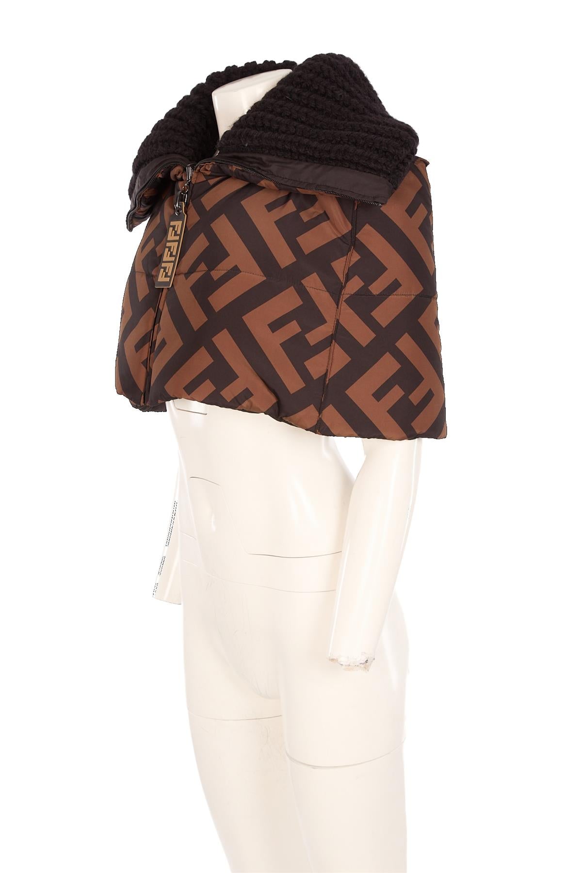 FENDI BLACK FF PADDED SHELL CAPE IT 42 UK 10