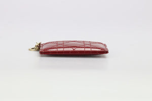 CHRISTIAN DIOR LADY DIOR QUILTED PATENT LEATHER CARD HOLDER