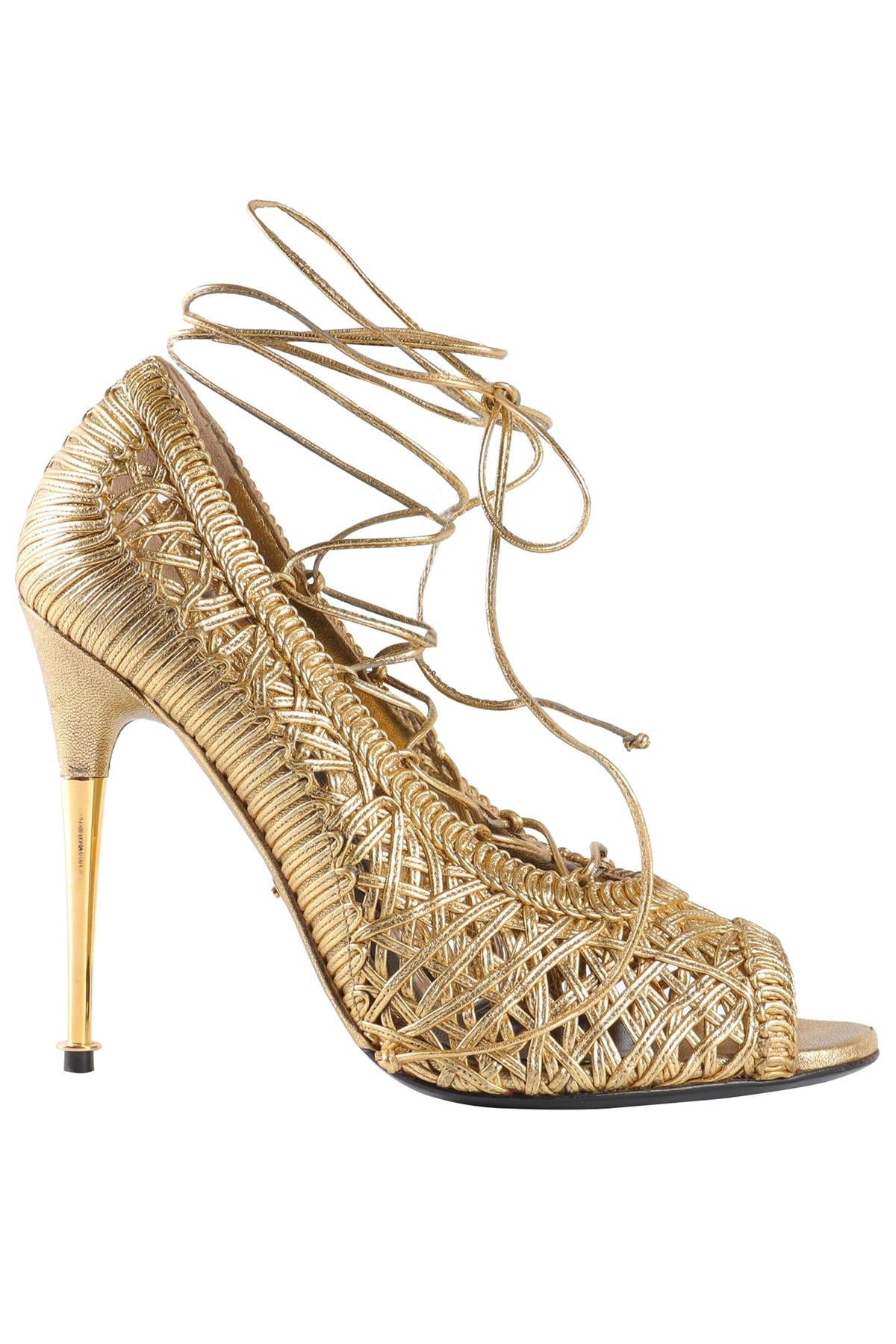 TOM FORD GOLD LEATHER SANDALS EU 38 UK 5 US 8