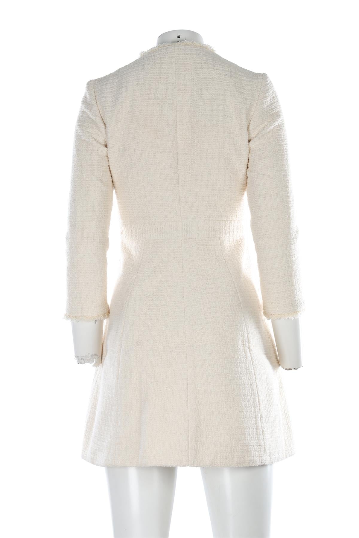 MAJE CREAM TWEED MINI DRESS SMALL