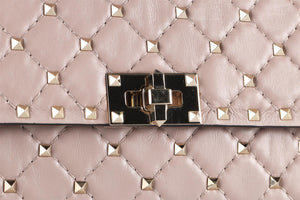 VALENTINO GARAVANI PINK ROCKSTUD LEATHER SHOULDER BAG