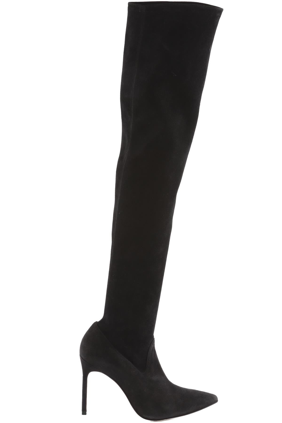 MANOLO BLAHNIK BLACK SUEDE OVER THE KNEE BOOTS EU 38 UK 5 US 8