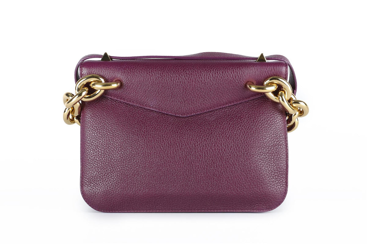 BOTTEGA VENETA PURPLE MOUNT SMALL LEATHER SHOULDER BAG