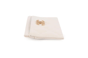 CHANEL WHITE 2025 CC QUILTED LEATHER CARD HOLDER
