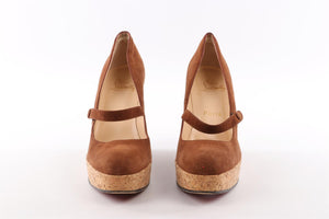 CHRISTIAN LOUBOUTIN BROWN SUEDE WEDGES EU 40 UK 7 US 10