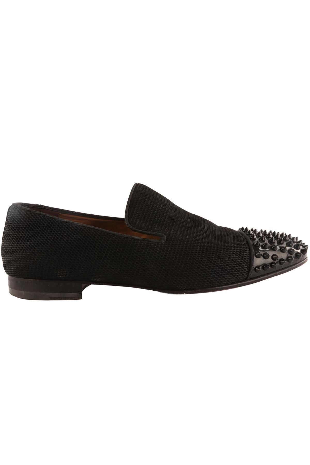 CHRISTIAN LOUBOUTIN BLACK MEN'S FABRIC LOAFERS EU 43.5 UK 9.5 US 10.5