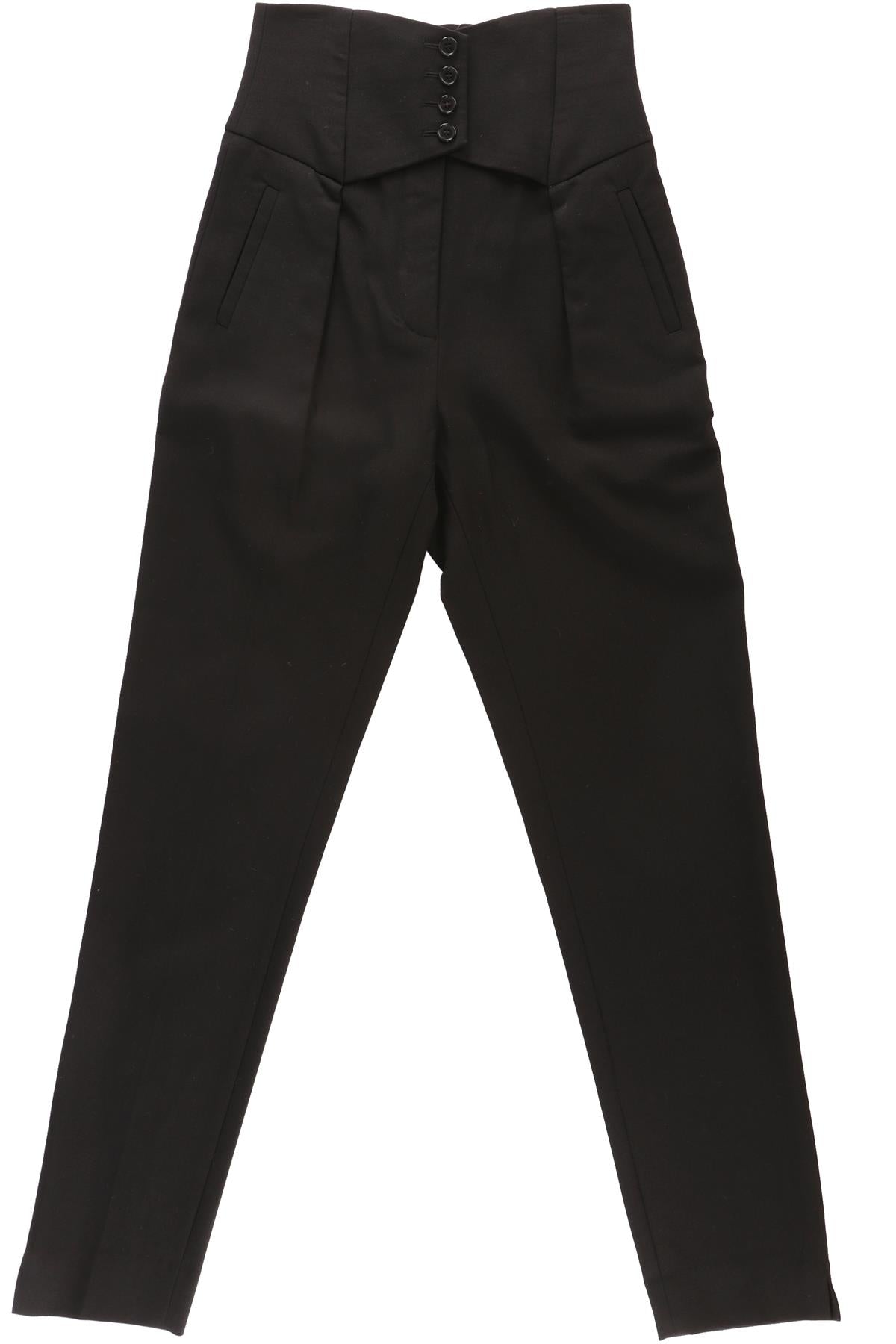 SAINT LAURENT BLACK WOOL TAPERED PANTS FR 34 UK 6