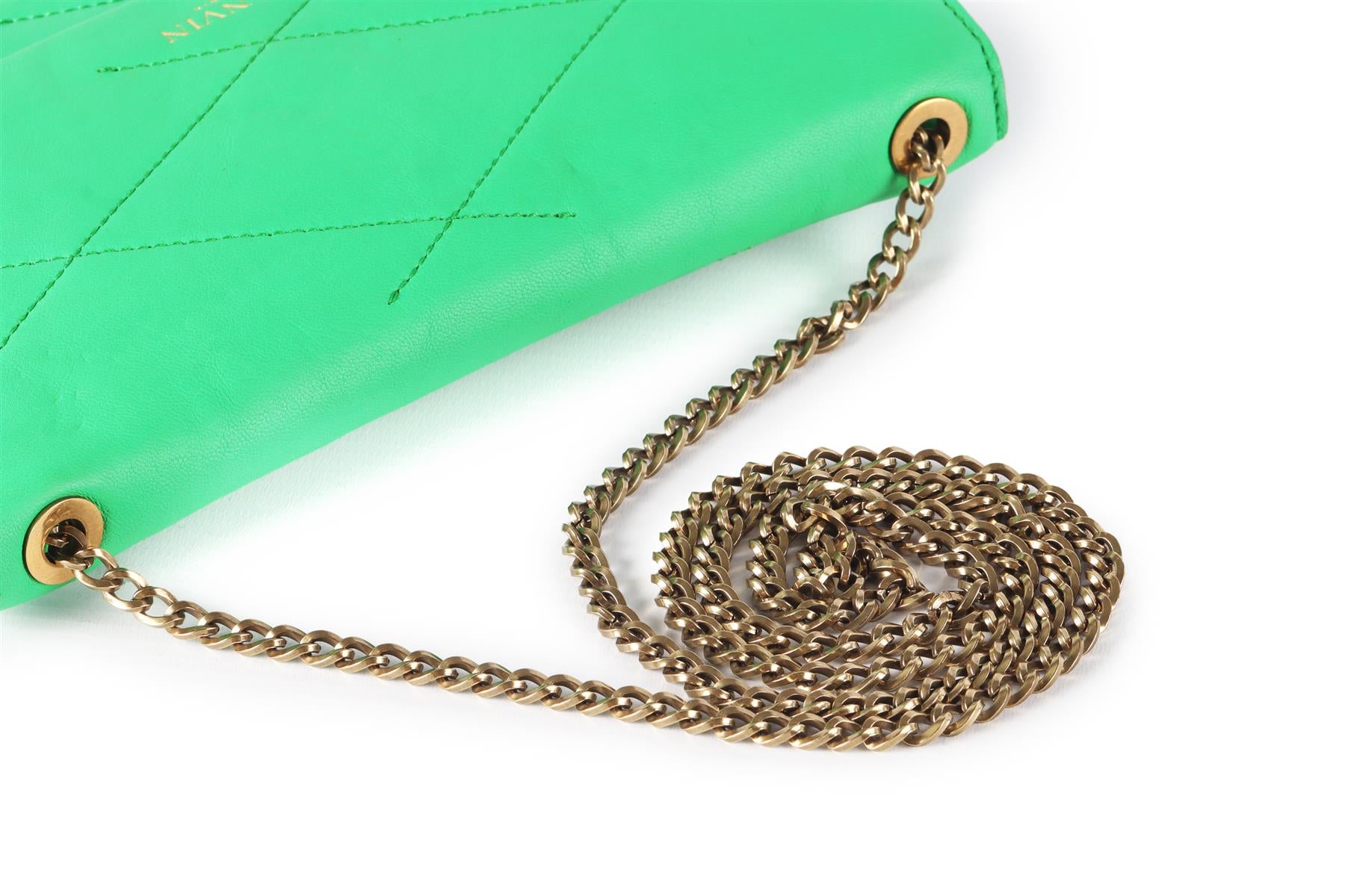 LANVIN GREEN SUGAR WALLET ON CHAIN LEATHER SHOULDER BAG