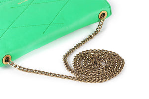 LANVIN GREEN SUGAR WALLET ON CHAIN LEATHER SHOULDER BAG