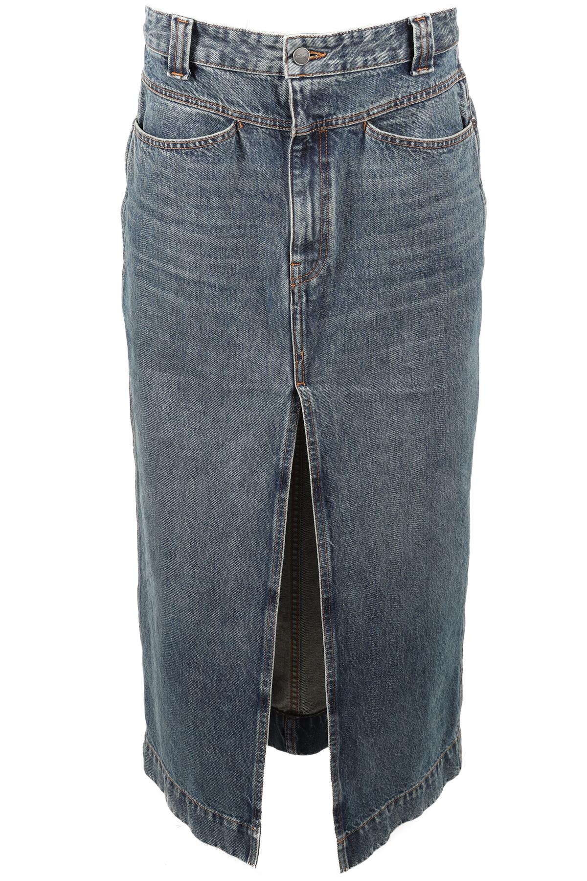 KHAITE BLUE DENIM MIDI SKIRT W29 UK 10-12