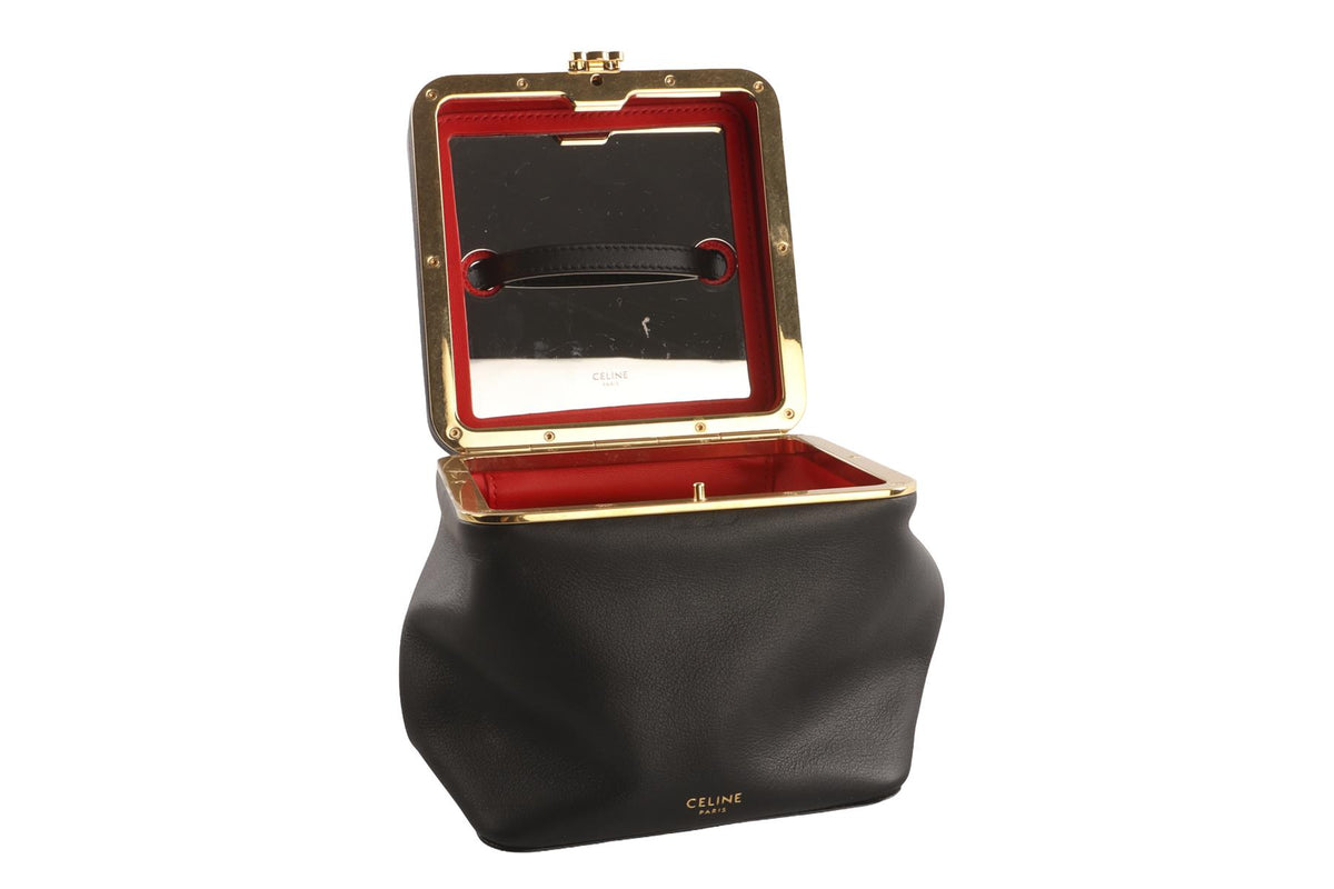 CELINE BLACK CUBE LEATHER TOTE BAG