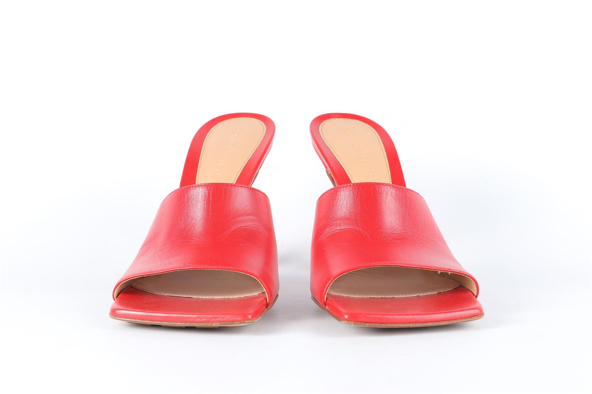 BOTTEGA VENETA RED LEATHER MULES EU 38 UK 5 US 8