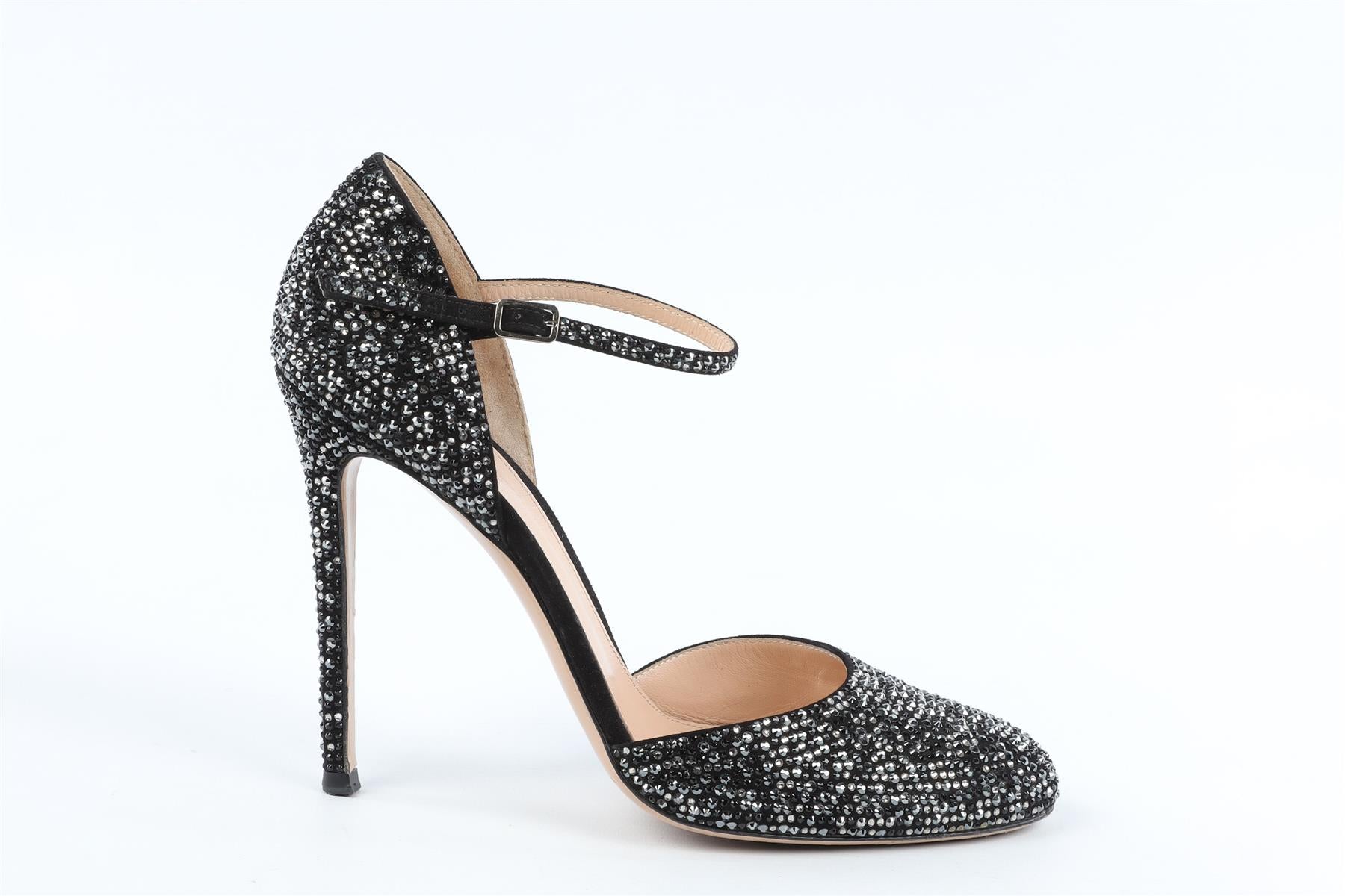 GIANVITO ROSSI BLACK CRYSTAL PUMPS EU 38 UK 5 US 8