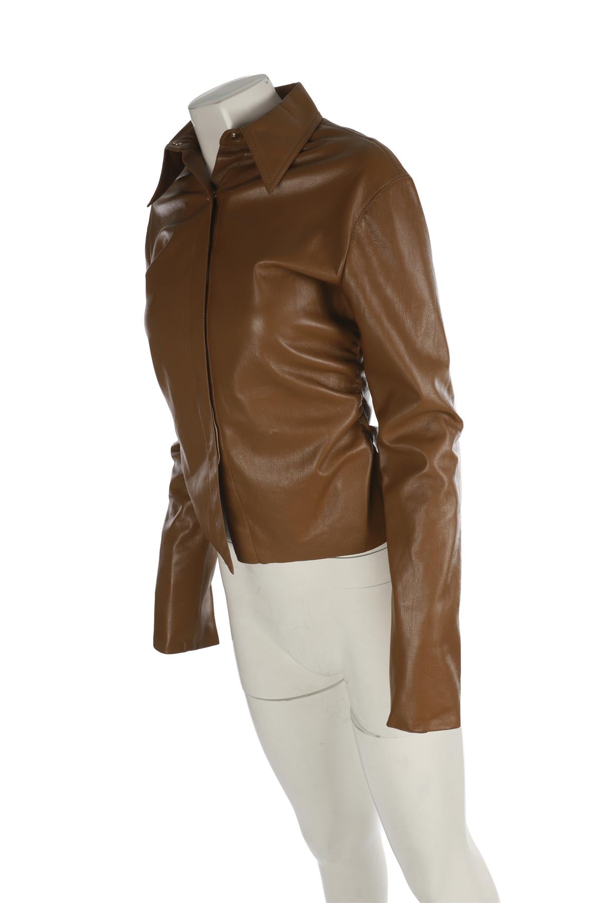 NANUSHKA TAN FAUX LEATHER SHIRT MEDIUM