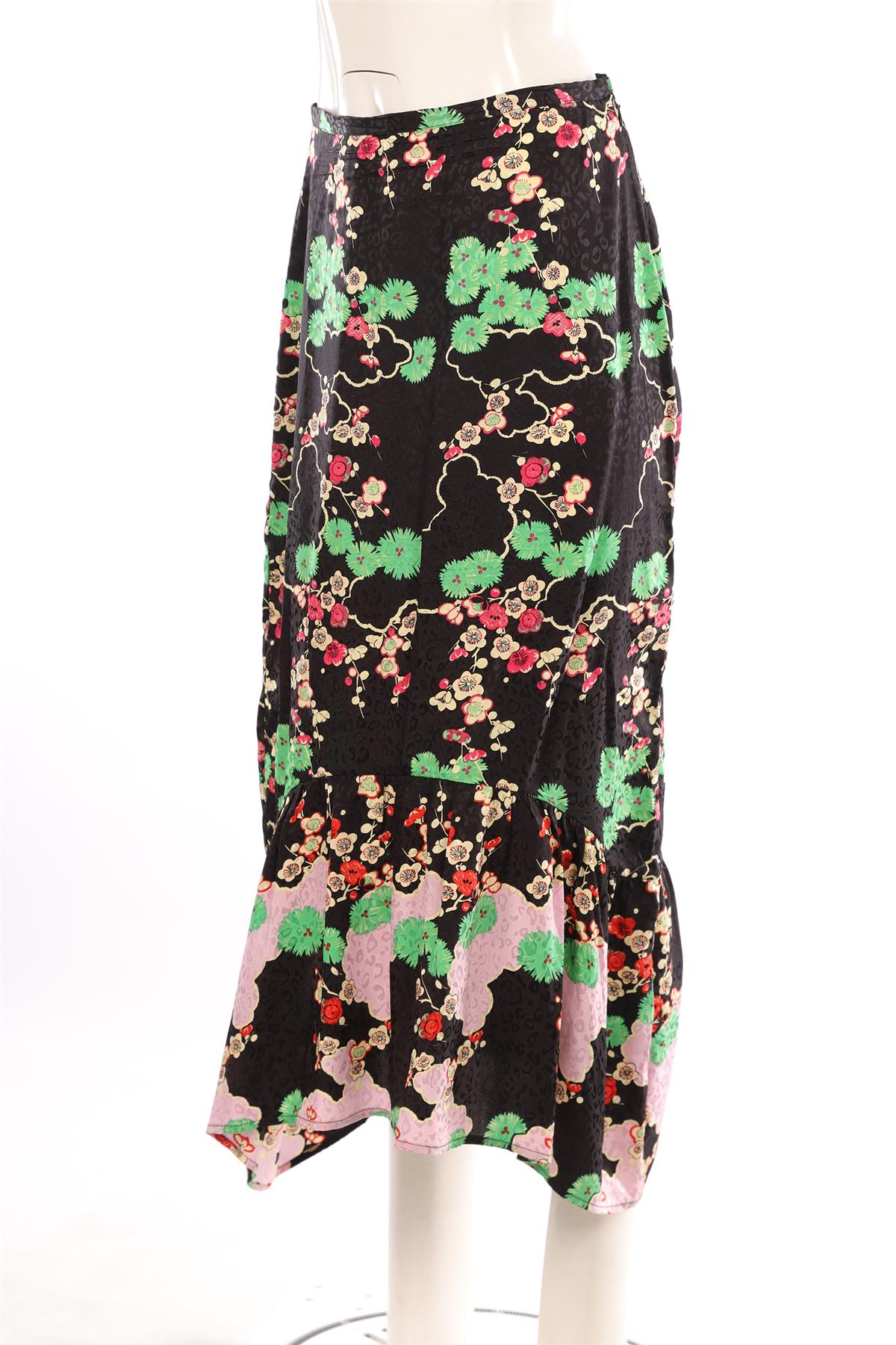 RIXO BLACK SATIN MAXI SKIRT MEDIUM