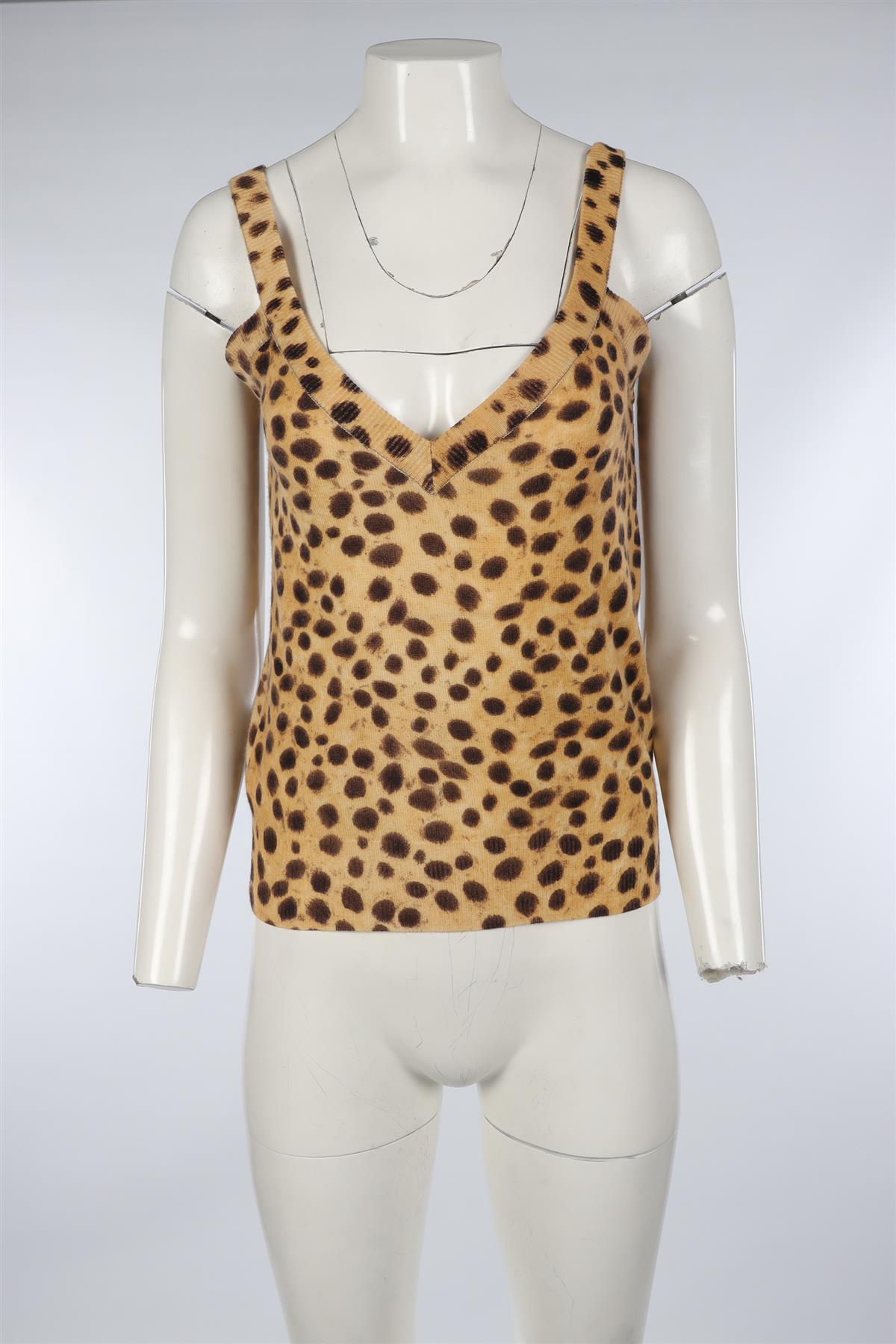DOLCE & GABBANA BROWN JACQUARD WOOL TOP IT 38 UK 6