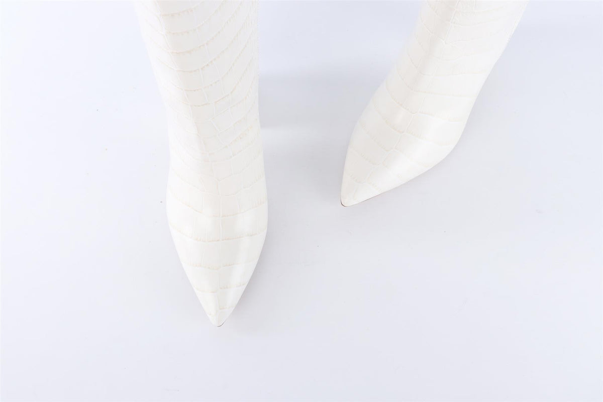 PARIS TEXAS WHITE LEATHER KNEE HIGH BOOTS EU 38 UK 5 US 8