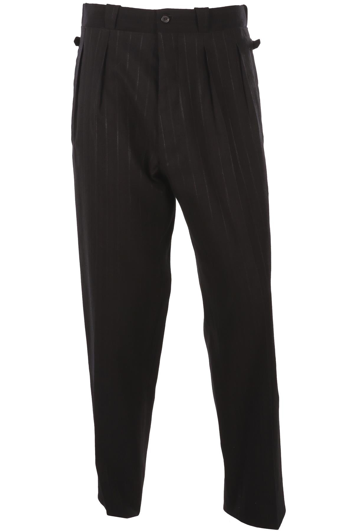 BLACK MEN'S WOOL STRAIGHT LEG PANTS