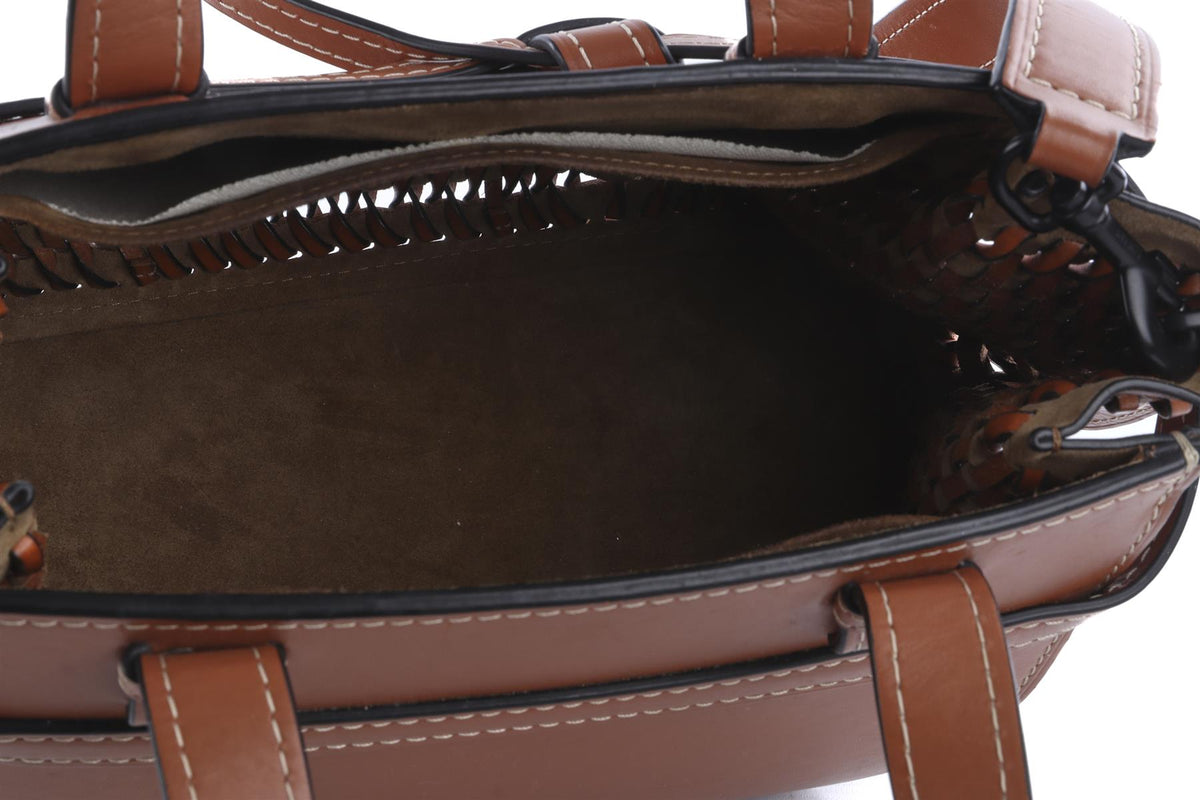 LOEWE BROWN GATE SMALL LEATHER TOTE BAG