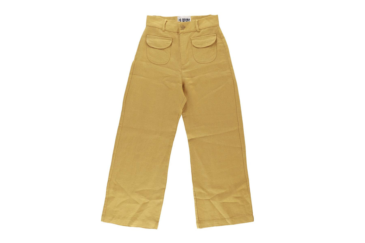LA VESTE YELLOW COTTON STRAIGHT LEG PANTS SMALL