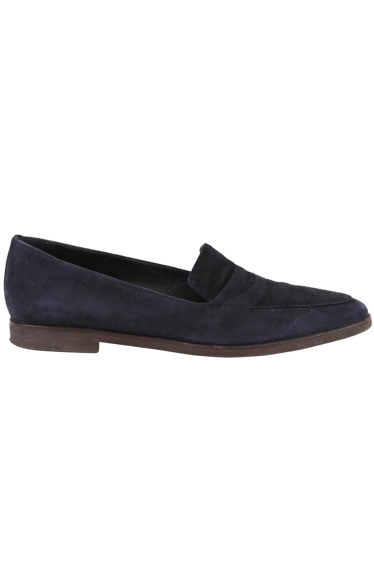LORO PIANA NAVY SUEDE LOAFERS EU 37 UK 4 US 7