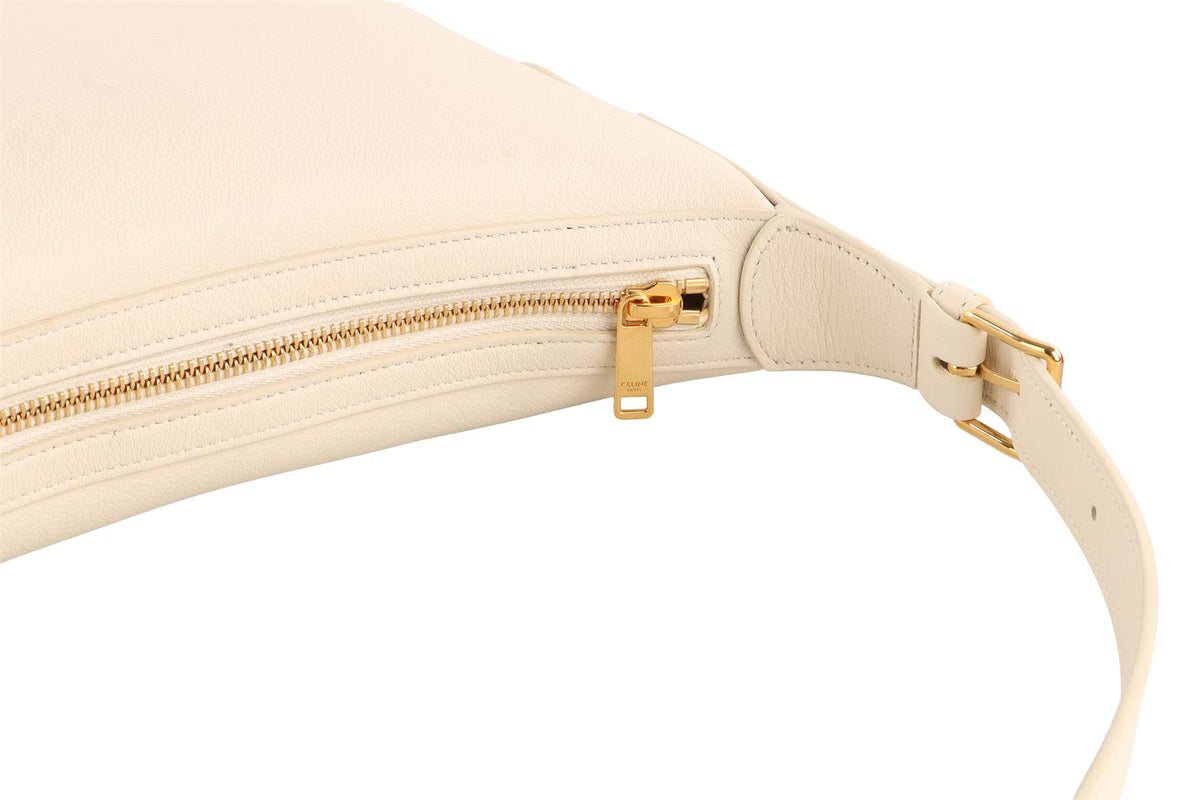 CELINE IVORY HELOISE MEDIUM TRIOMPHE LEATHER SHOULDER BAG