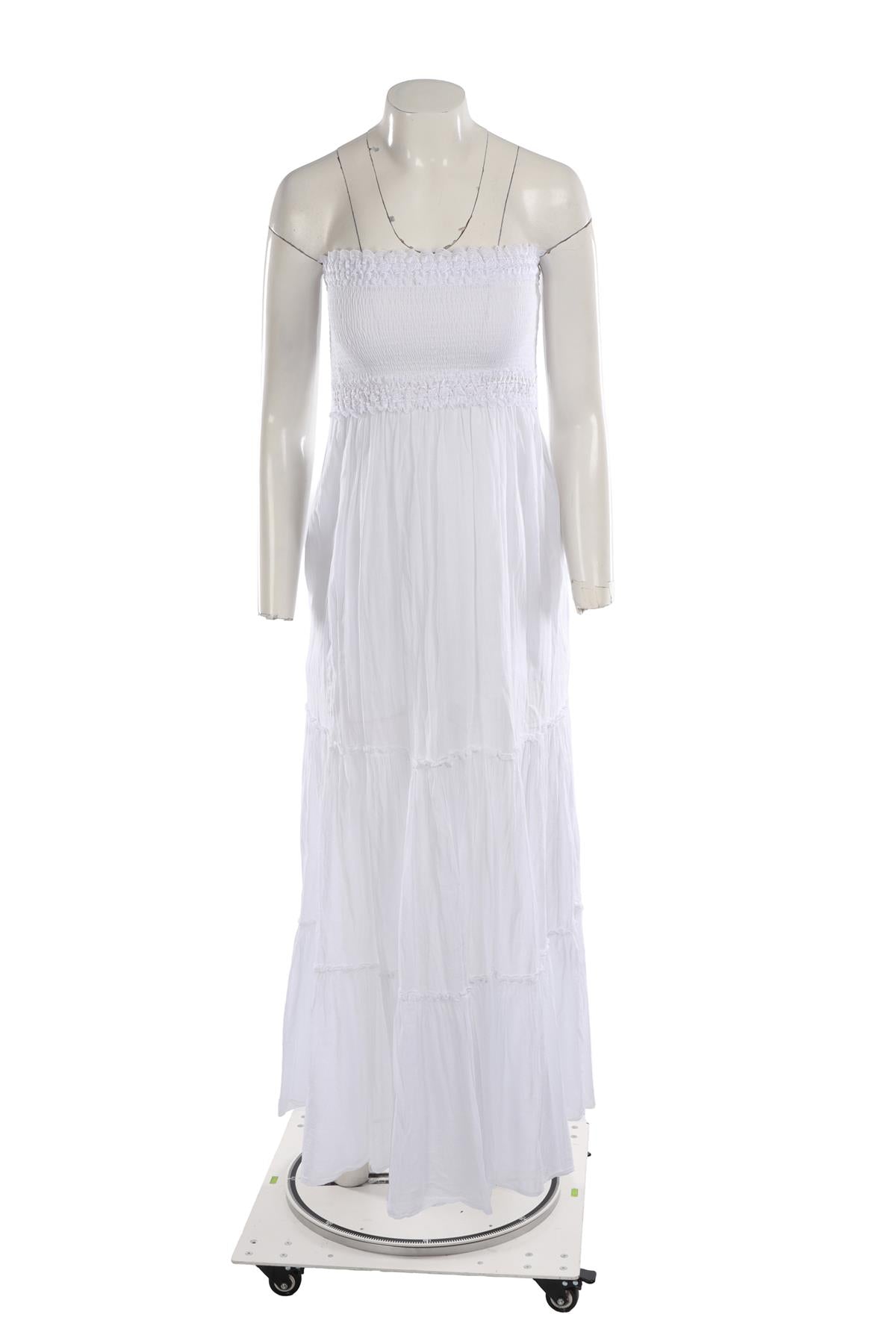 CHARO RUIZ WHITE COTTON MAXI DRESS SMALL